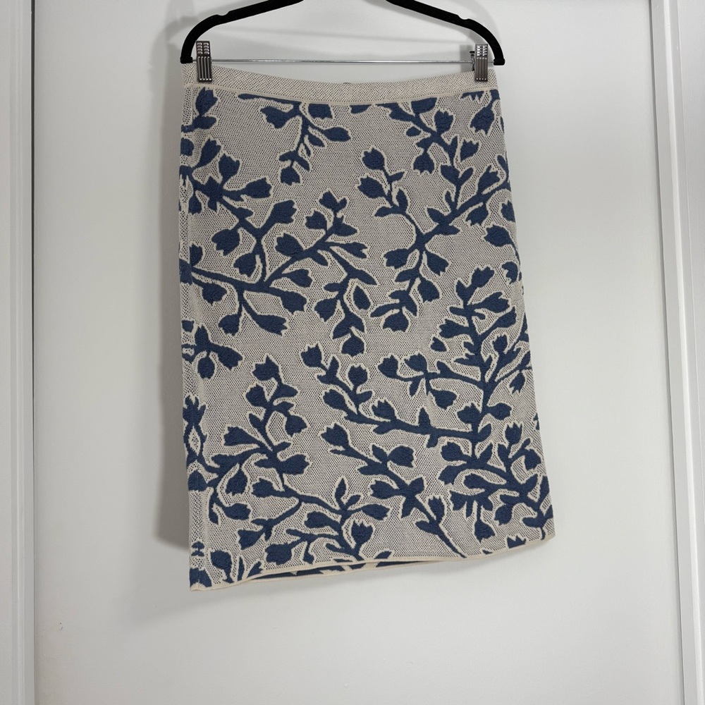 Peruvian Connection Pima Cotton Knee-Length Blue Floral Skirt Large Cottagecore - Picture 4 of 8